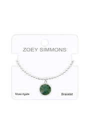 Moss Agate Beaded Charm Bracelet - SF