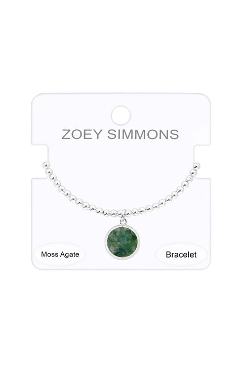 Moss Agate Beaded Charm Bracelet - SF
