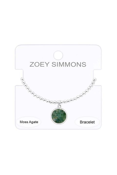 Moss Agate Beaded Charm Bracelet - SF