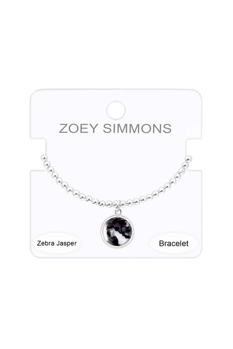 Zebra Jasper Beaded Charm Bracelet - SF