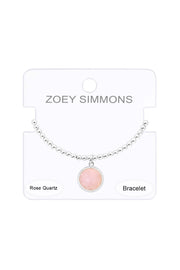 Rose Quartz Beaded Charm Bracelet - SF