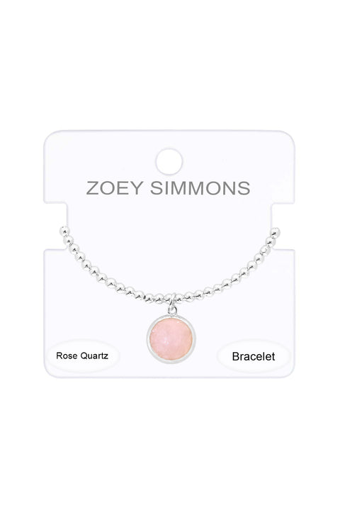 Rose Quartz Beaded Charm Bracelet - SF