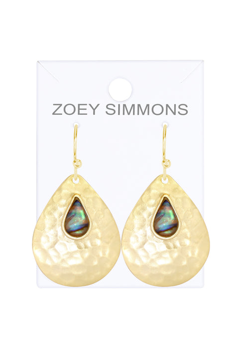 Abalone & Hammered Arjuna Drop Earrings - GF