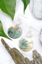 Abalone Infinity Disc Drop Earrings - SF