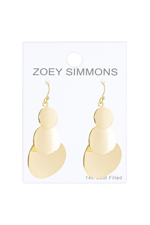Triple Discs Drop Earrings - GF