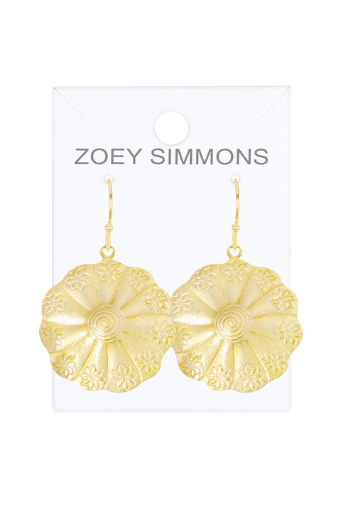 Hammered Flower Disc Earrings - GF