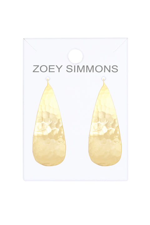 14k Gold Plated Hammered Teardrop Earrings - GF