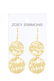 Hammered Disc Drop Earrings - GF