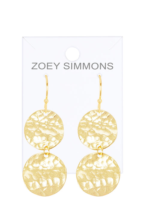 Hammered Disc Drop Earrings - GF