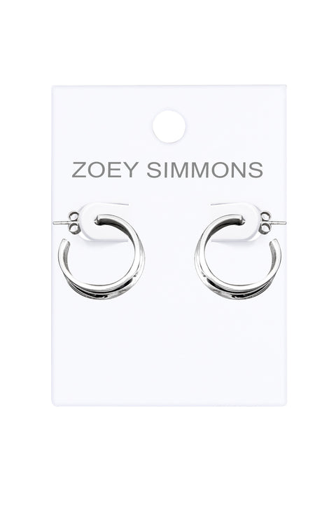Oxidized Silver Textured Hoop Earrings - SF