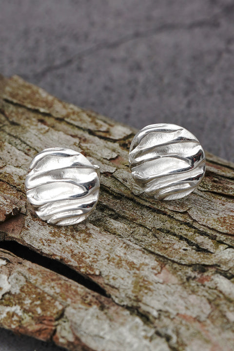 Round Wave Post Earrings - SF