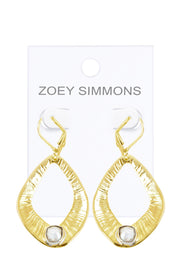 Freshwater Pearl Geo Drop Earrings In Gold - GF