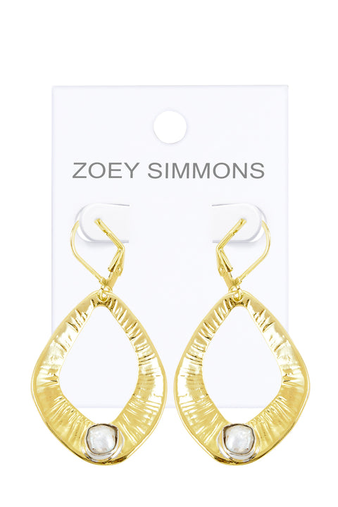 Freshwater Pearl Geo Drop Earrings In Gold - GF