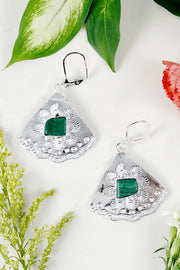 Malachite Fan Drop Earrings - SF