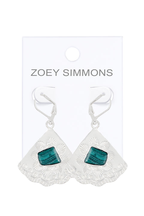 Malachite Fan Drop Earrings - SF