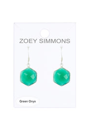 Sterling Silver & Green Onyx Octagon Drop Earrings - SS