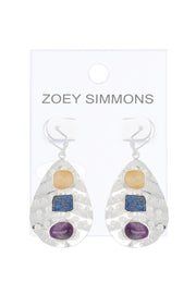 Mixed Gemstones Drop Earrings - SF