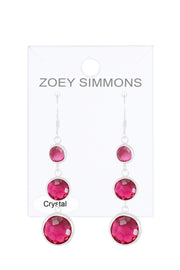 Raspberry Crystal Stephanie Earrings - SF