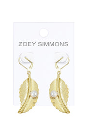 Cultured Pearl Leaf Drop Earrings In Gold - GF