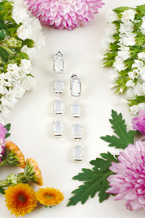 Moonstone Crystal Station Earrings - SF