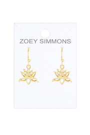 14k Gold Plated Lotus Drop Earrings - GF