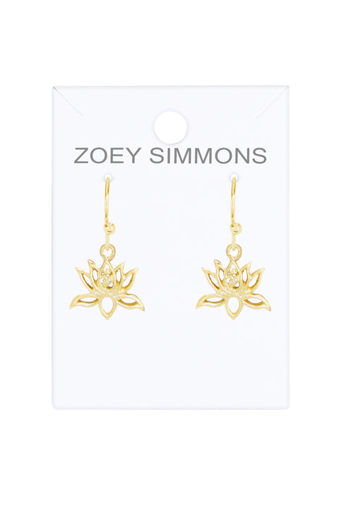 14k Gold Plated Lotus Drop Earrings - GF