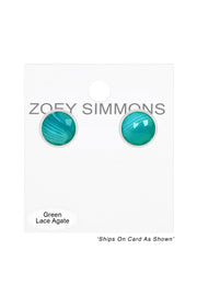 Green Lace Agate Post Earrings - SF