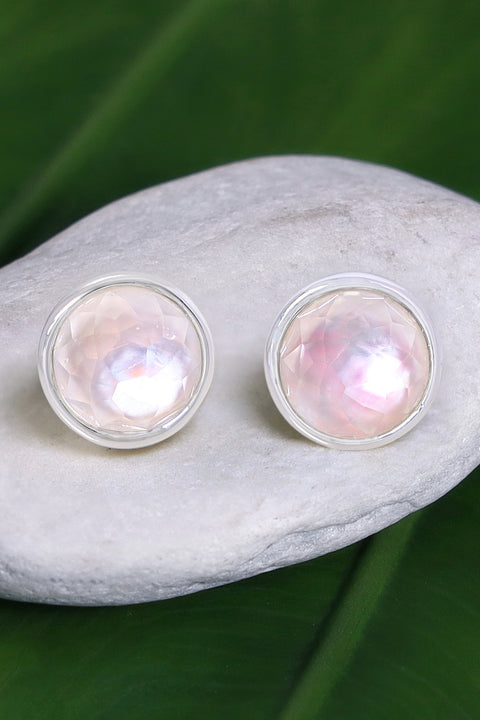 Mother Of Pearl Quartz Post Earrings - SF