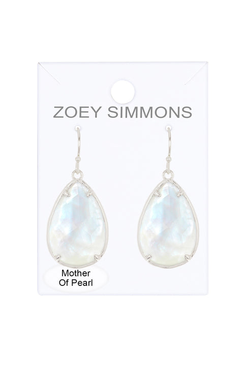 Mother Of Pearl Quartz Drop Earrings - SF