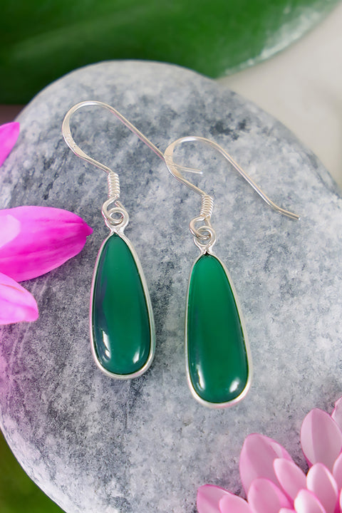Green Onyx Drop Earrings - SF