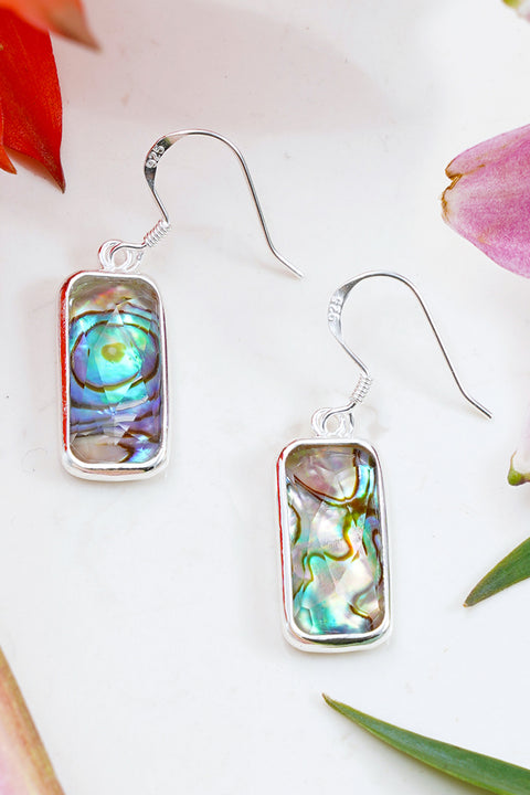 Abalone Quartz Rectangle Earrings - SF