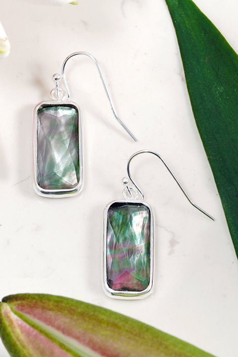 Black Pearl Rectangle Earrings - SF
