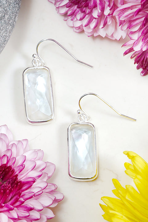 Mother Of Pearl Rectangle Earrings - SF