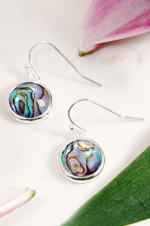 Abalone Doublet Round Drop Earrings - SF