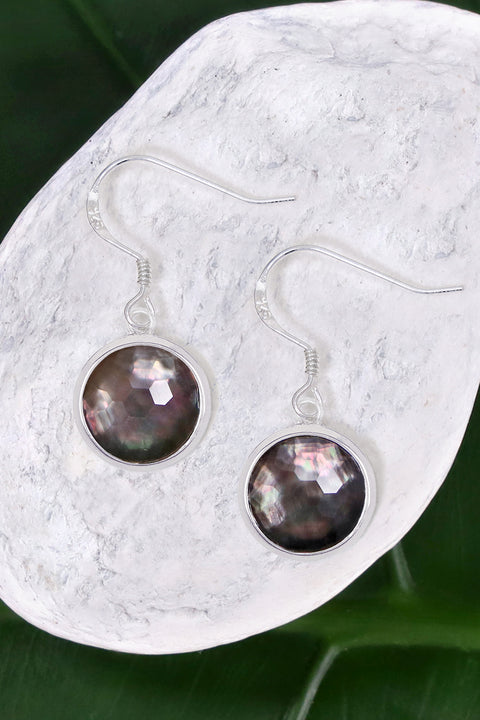Black Pearl Round Drop Earrings - SF