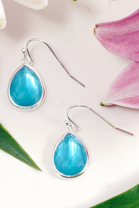 Blue Mother Of Pearl Drop Earrings - SF