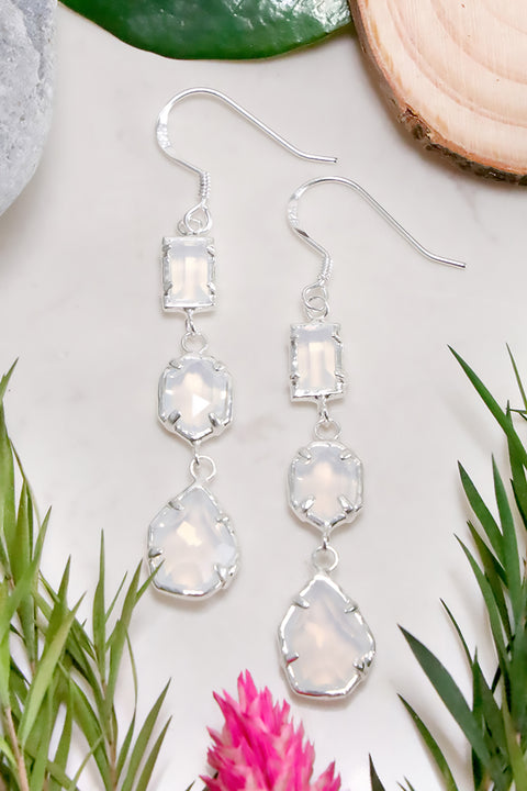 Moonstone Crystal Drop Earrings - SF