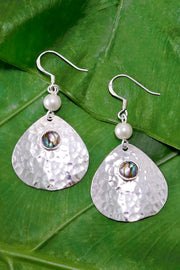 Abalone & Hammered Drop Earrings - SF