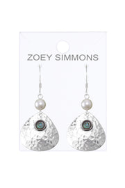 Abalone & Hammered Drop Earrings - SF