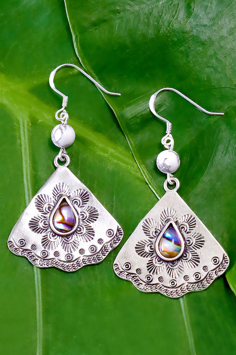 Abalone With Howlite Shell Drop Earrings - SF