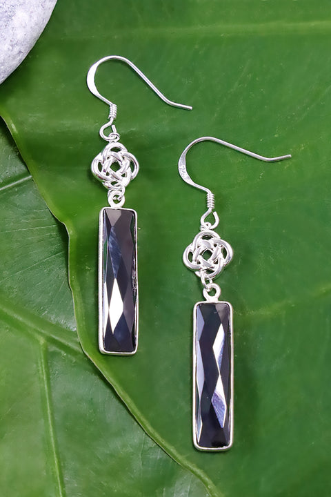 Hematite & Love Knot Drop Earrings - SF