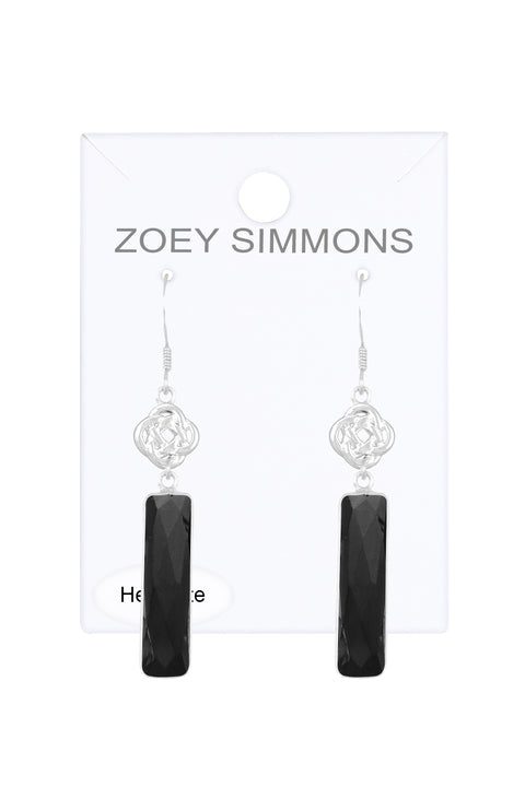 Hematite & Love Knot Drop Earrings - SF