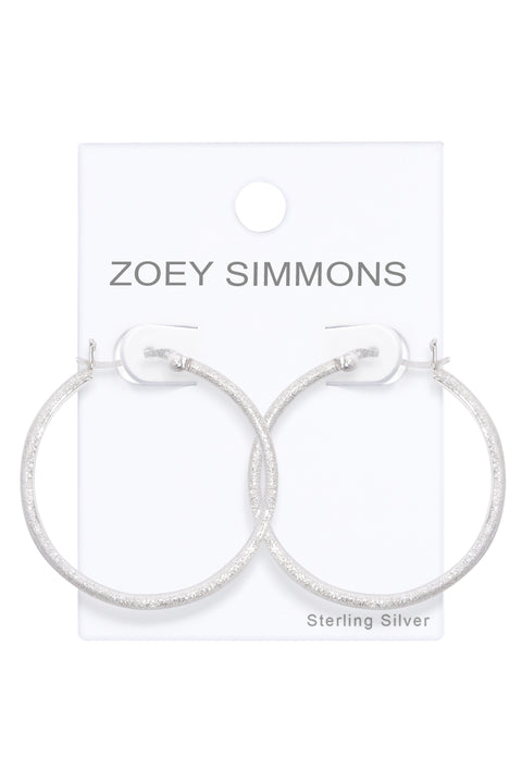 Sterling Silver Frosted Hoop Earrings - SS