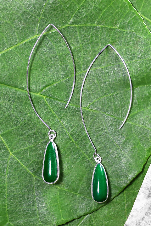 Green Onyx Threader Earrings - SF