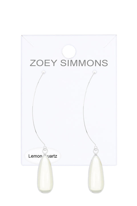 Lemon Quartz Threader Drop Earrings - SF