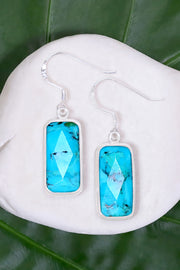 Turquoise Rectangle Drop Earrings - SF