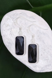 Hematite Rectangle Drop Earrings - SF