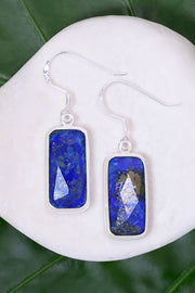 Lapis Rectangle Drop Earrings - SF