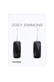 Hematite Rectangle Drop Earrings - SF