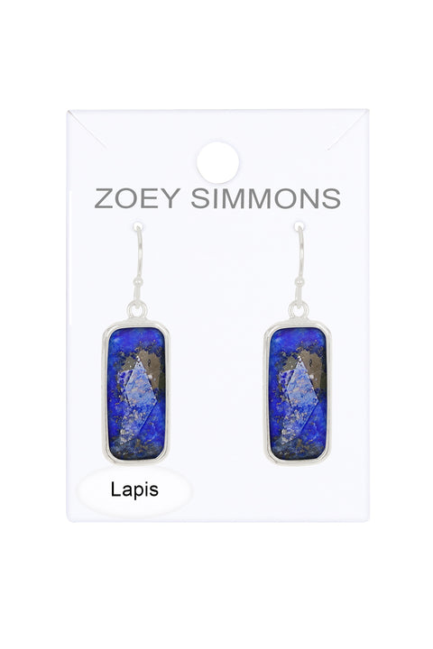 Lapis Rectangle Drop Earrings - SF